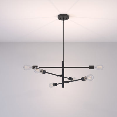 12'' Decco Matte Black 6 Light Pendant
