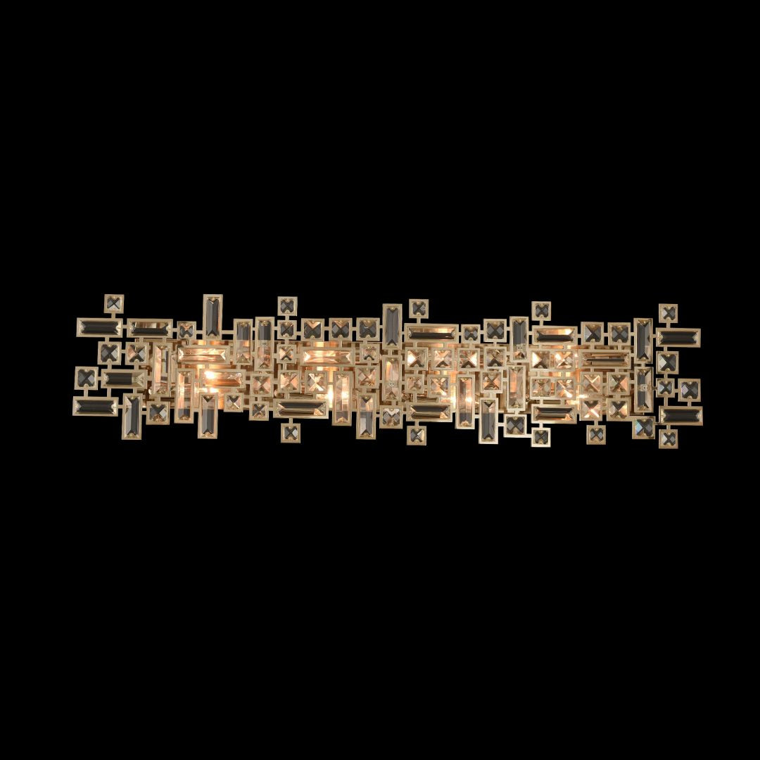 38'' Vermeer 8 Light Brushed Champagne Gold Vanity Light