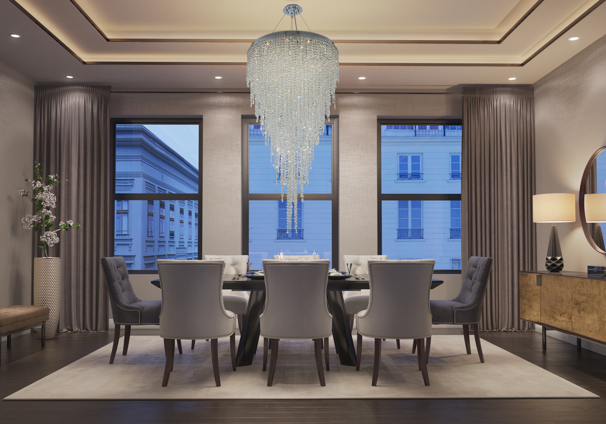 70'' Tenuta 21 Light Chrome Chandelier