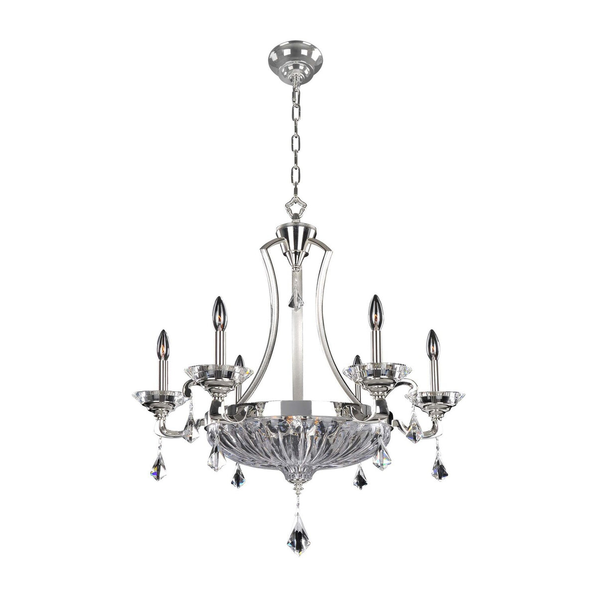 39'' Orecchini 9 Light 2 Tone Silver Chandelier