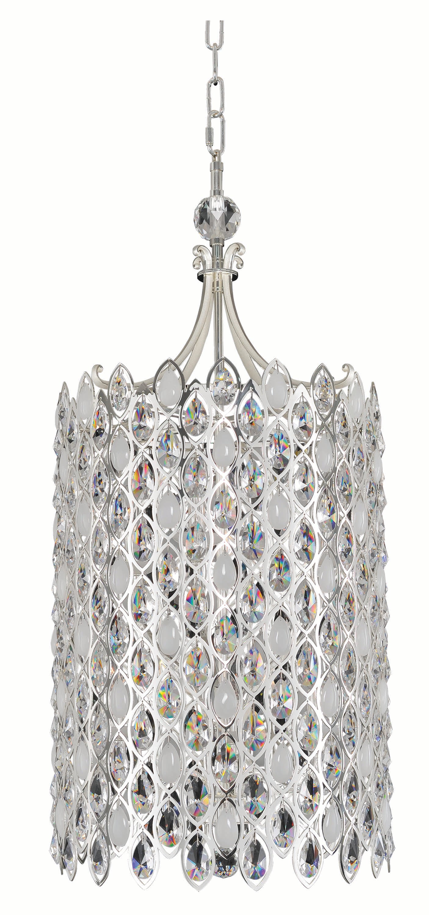 89'' Prive 6 Light 2 Tone Silver Chandelier