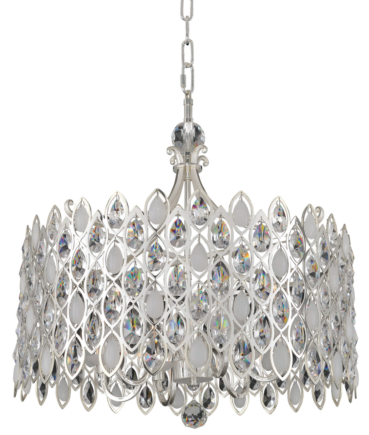128'' Prive 10 Light 2 Tone Silver Pendant