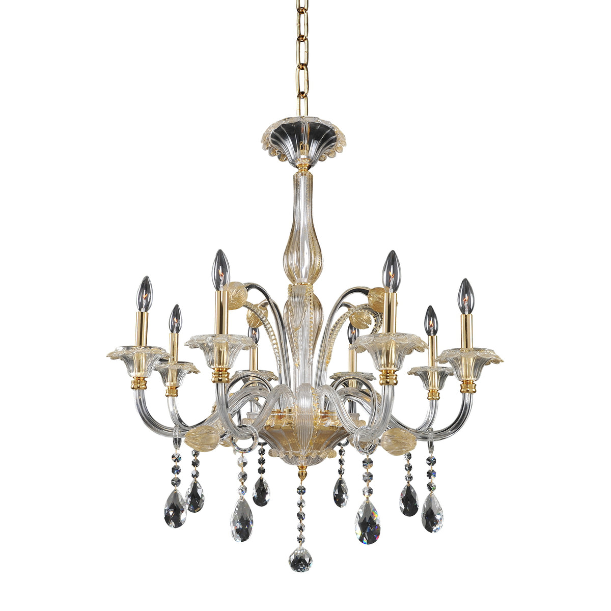 36'' La Rosa 8 Light 24k Gold Chandelier