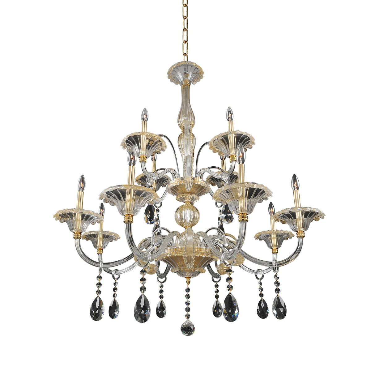 50'' La Rosa 12 Light 24k Gold Chandelier