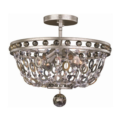 14'' Lucia 4 Light Vintage Silver Leaf Semi-Flush Mount