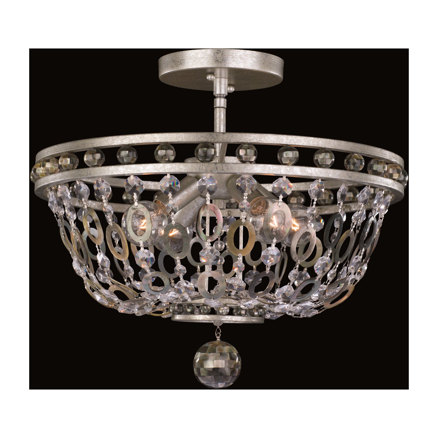 14'' Lucia 4 Light Vintage Silver Leaf Semi-Flush Mount