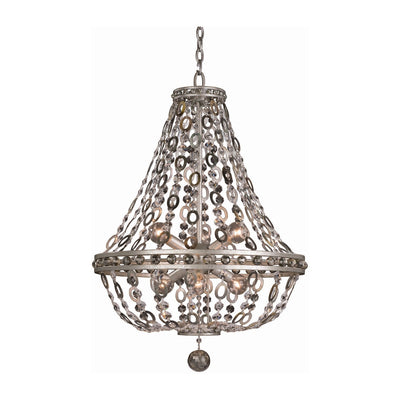 32'' Lucia 6 Light Vintage Silver Leaf Chandelier