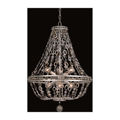 32'' Lucia 6 Light Vintage Silver Leaf Chandelier