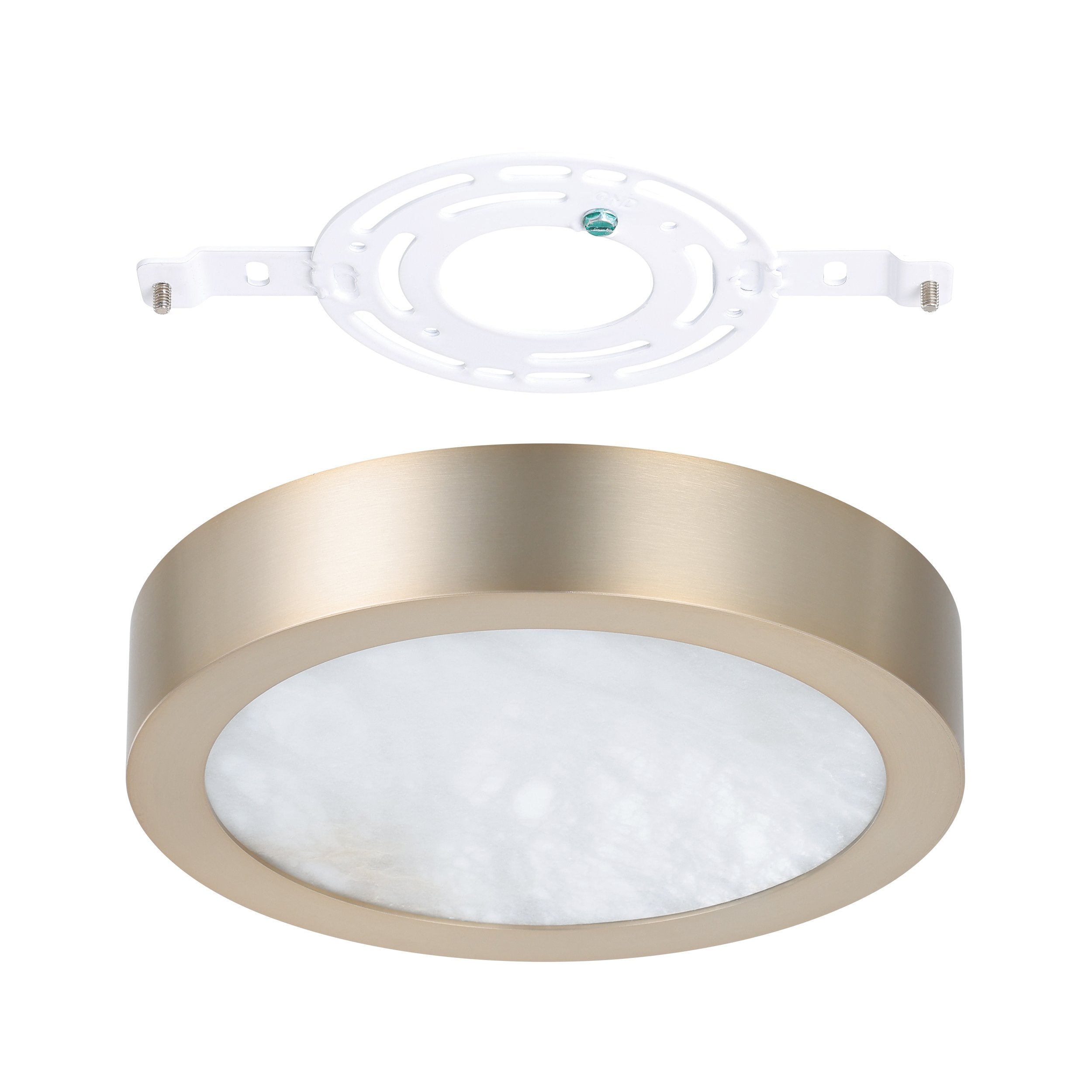 Argyle 8-inch Champagne Gold and Natural Alabaster 5CCT LED Flush Mount