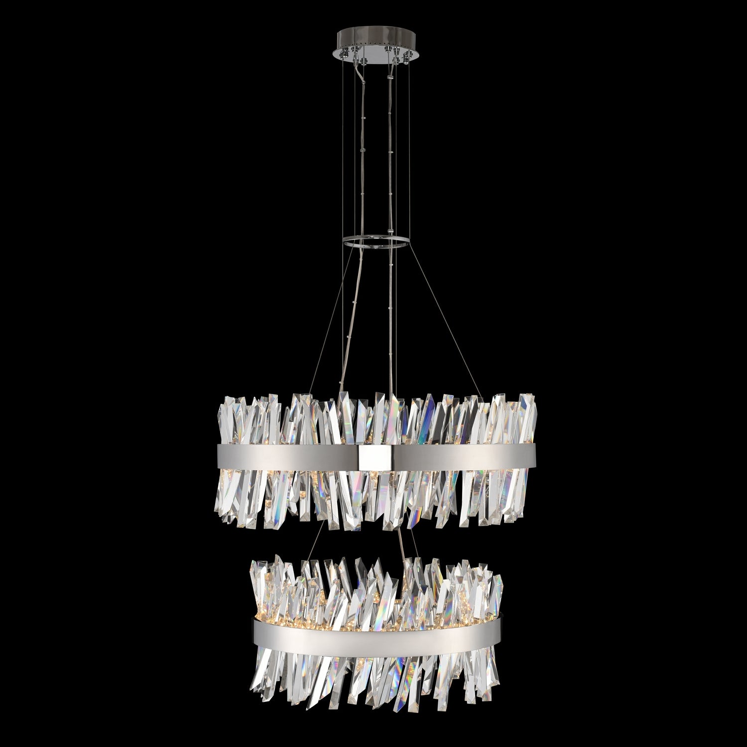 28'' Glacier 2 Light Chrome Tiered Chandelier