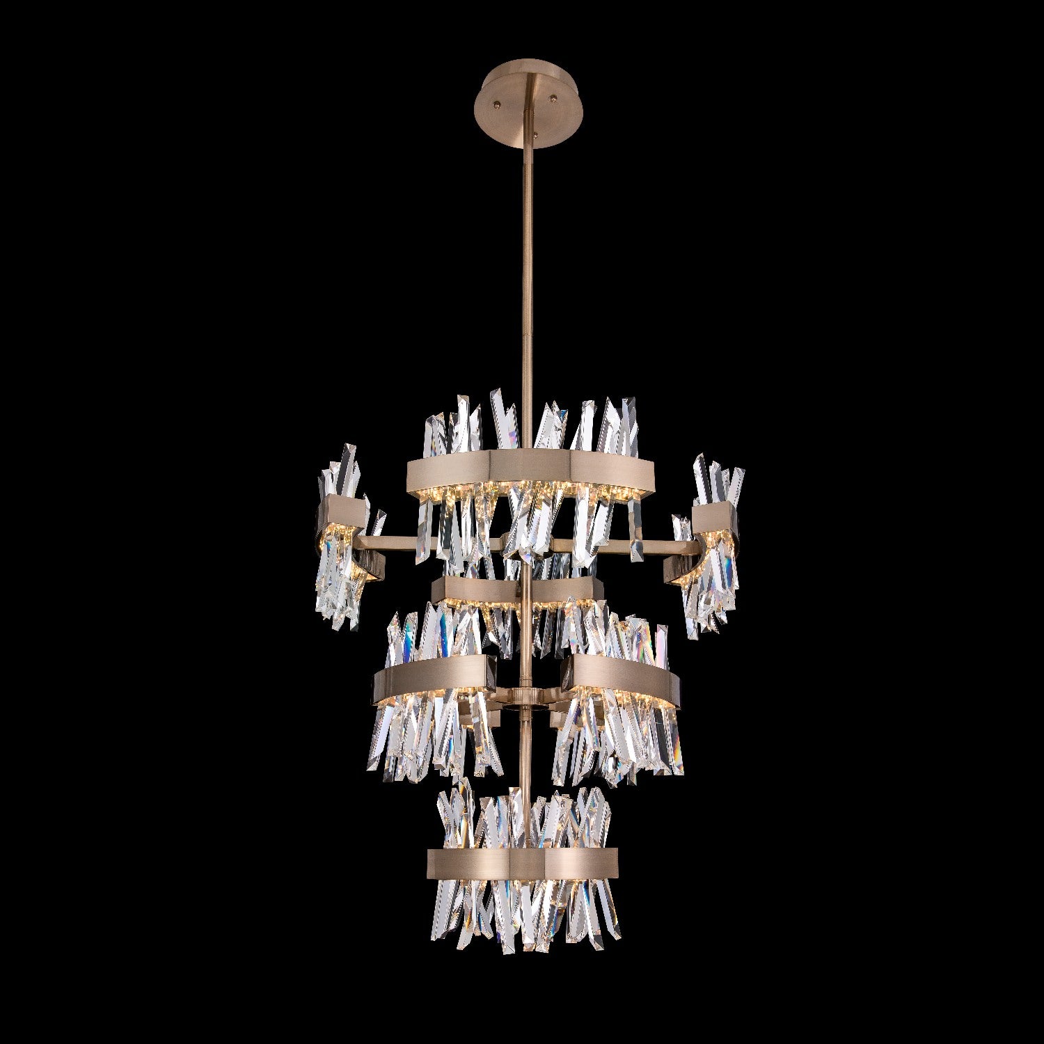 49'' Glacier 1 Light Brushed Champagne Gold Tiered Chandelier
