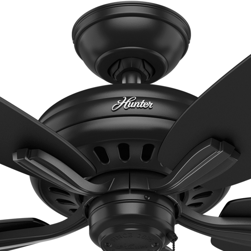 52 inch Newsome Matte Black Damp Rated Ceiling Fan and Pull Chain