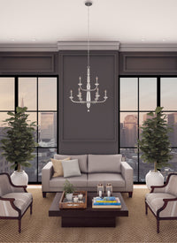38'' Palermo 9 Light Chrome Tiered Chandelier