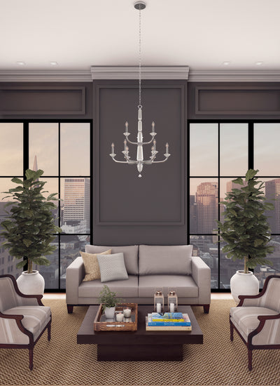 38'' Palermo 9 Light Chrome Tiered Chandelier