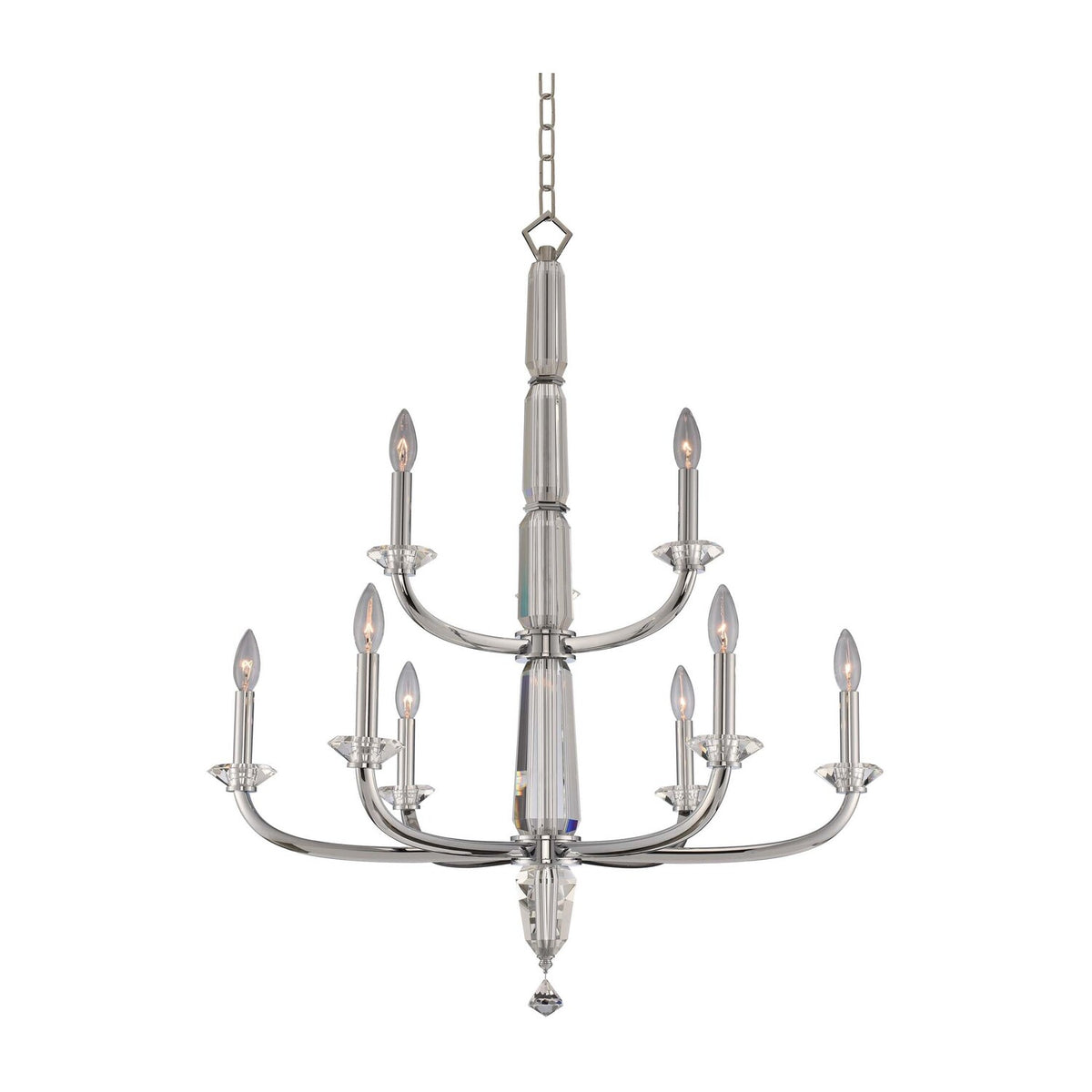 38'' Palermo 9 Light Chrome Tiered Chandelier