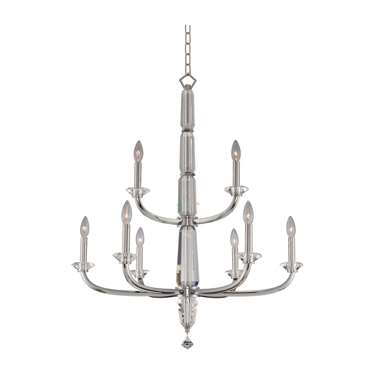 38'' Palermo 9 Light Chrome Tiered Chandelier