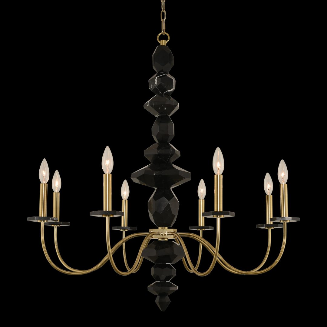 36'' Piedra 8 Light Brushed Brass Chandelier