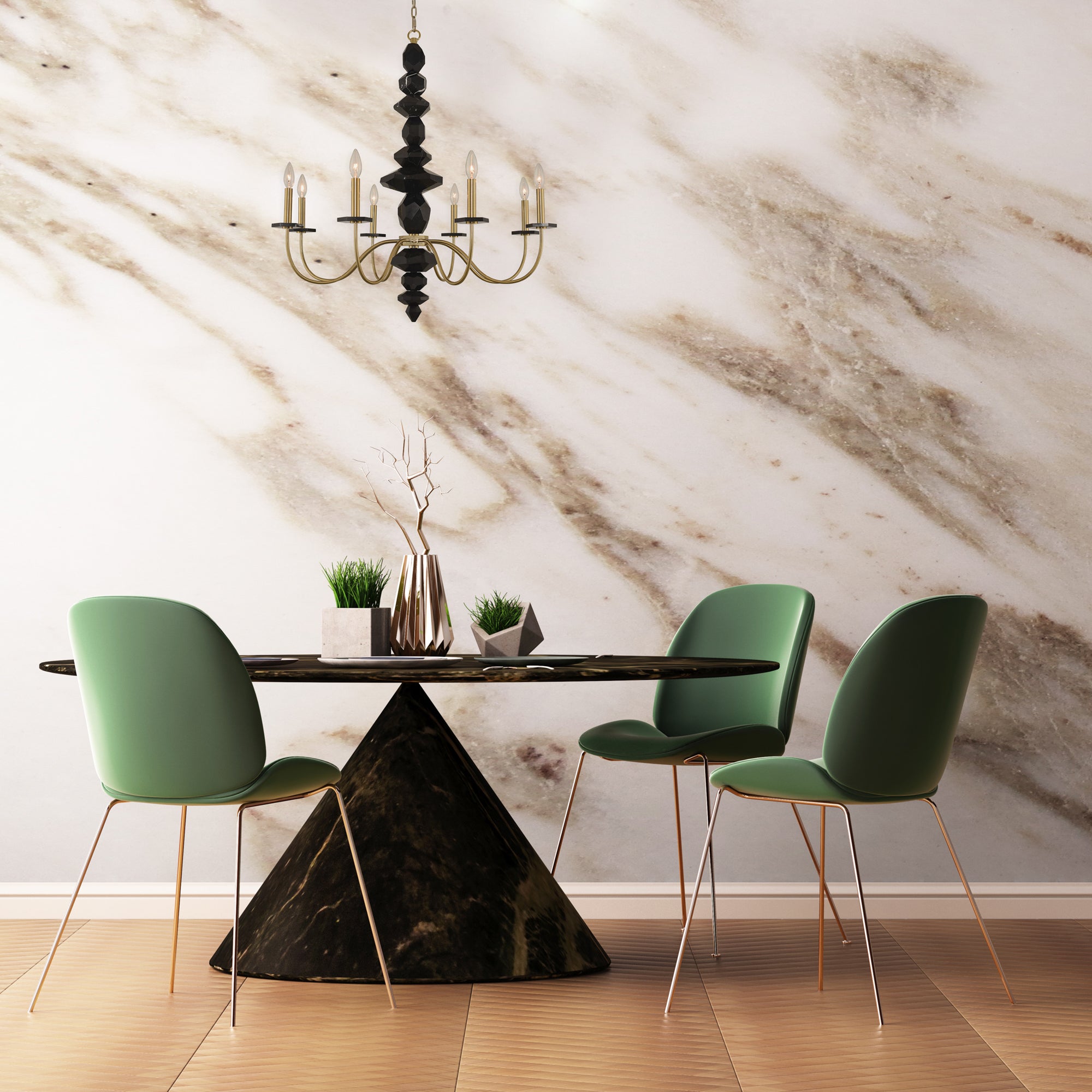 41'' Piedra 15 Light Brushed Brass Tiered Chandelier