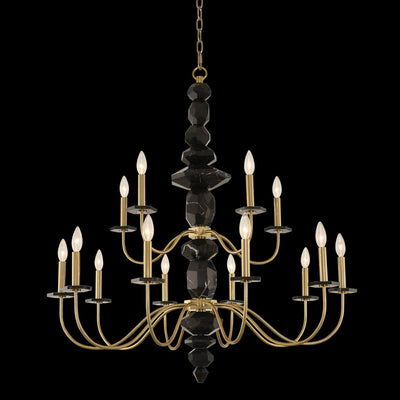 41'' Piedra 15 Light Brushed Brass Tiered Chandelier