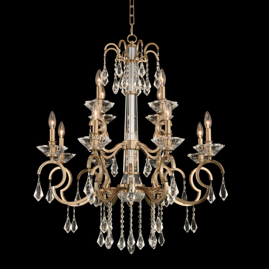 37'' Valencia 12 Light Brushed Champagne Gold Chandelier