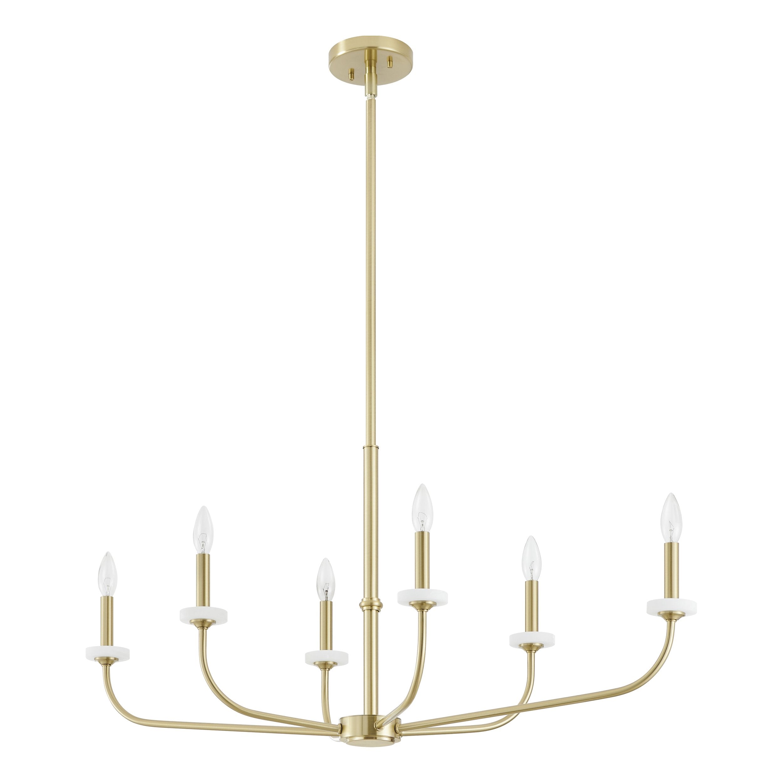 Leah 42-inch 6-light Brushed Gold and White Onyx Chandelier