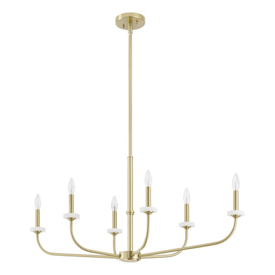 Leah 42-inch 6-light Brushed Gold and White Onyx Chandelier