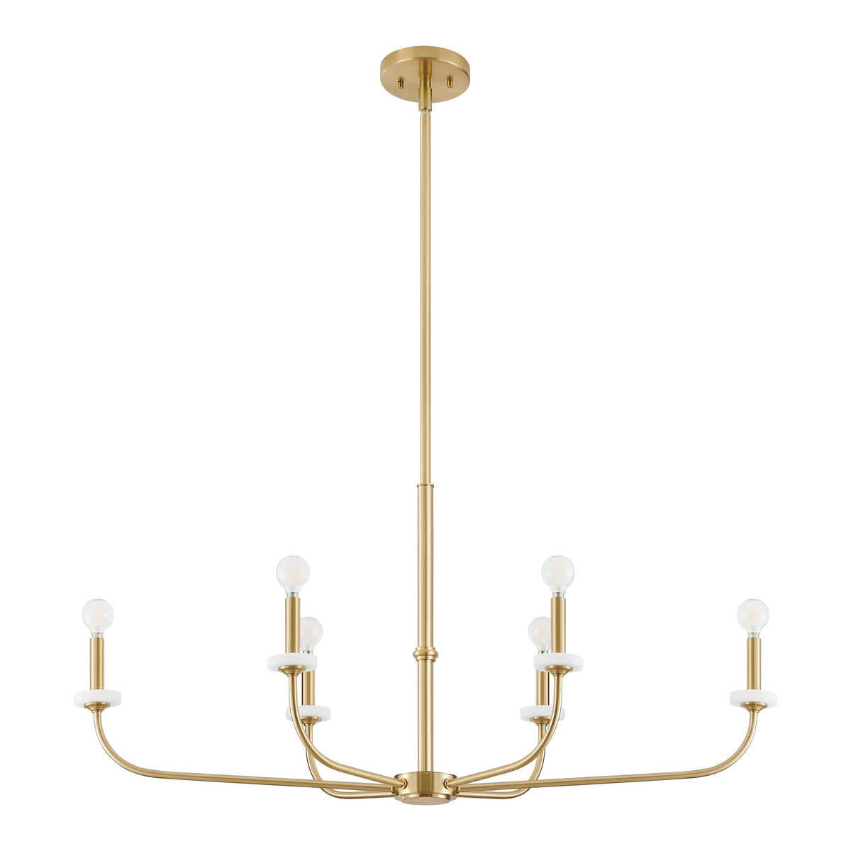 Leah 42-inch 6-light Brushed Gold and White Onyx Chandelier