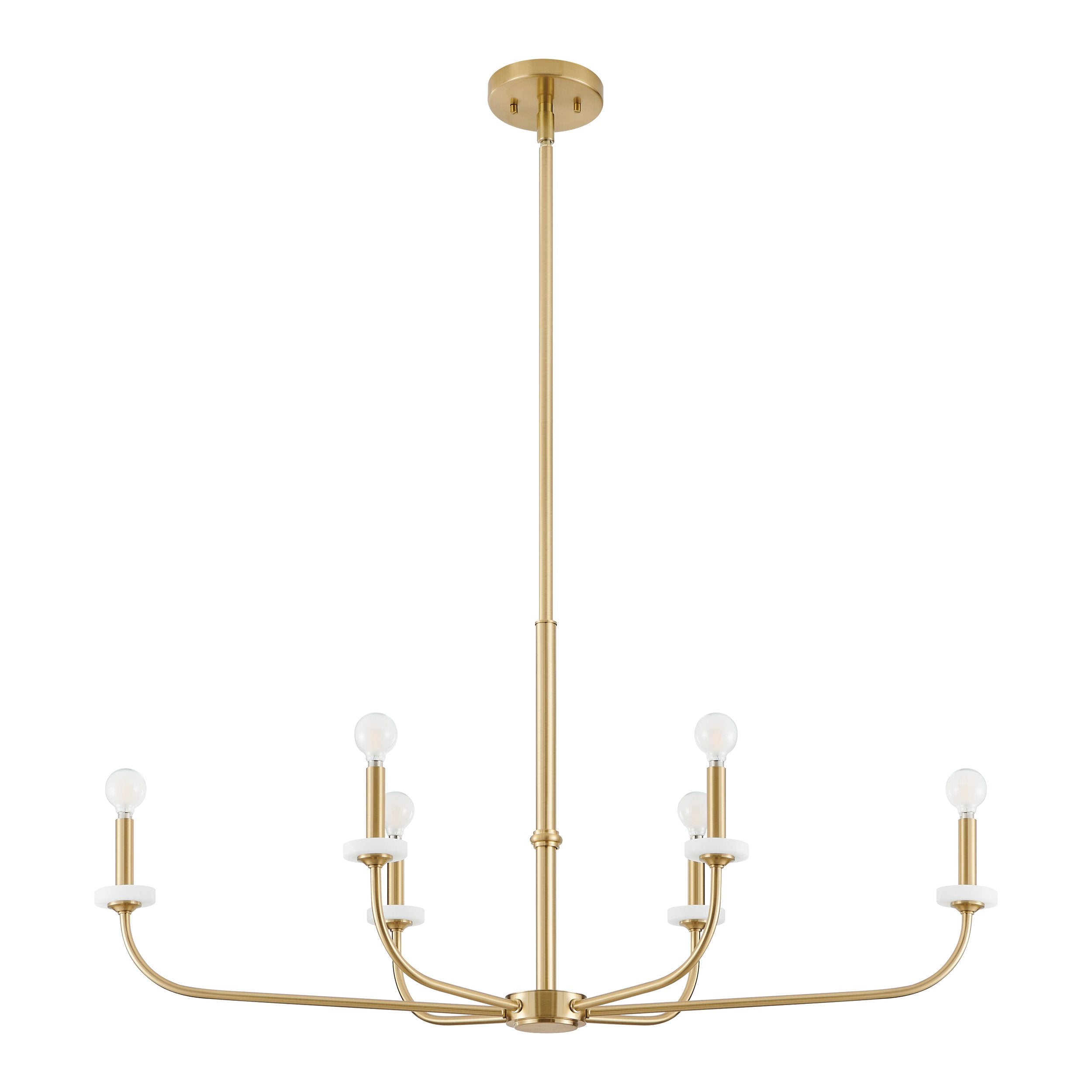 Leah 42-inch 6-light Brushed Gold and White Onyx Chandelier