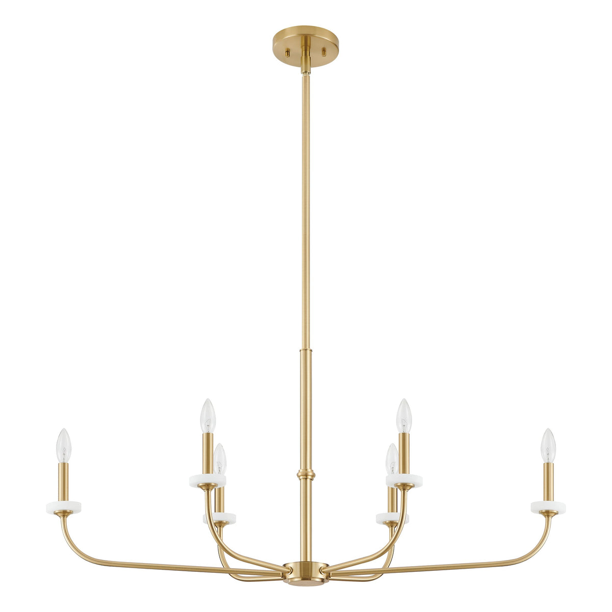 Leah 42-inch 6-light Brushed Gold and White Onyx Chandelier
