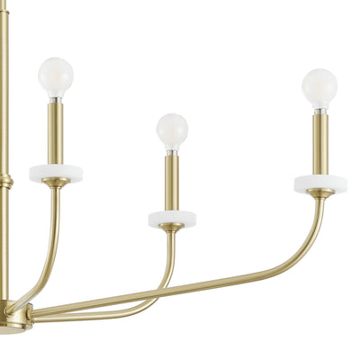 Leah 42-inch 6-light Brushed Gold and White Onyx Chandelier
