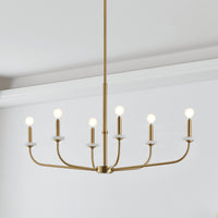 Leah 42-inch 6-light Brushed Gold and White Onyx Chandelier
