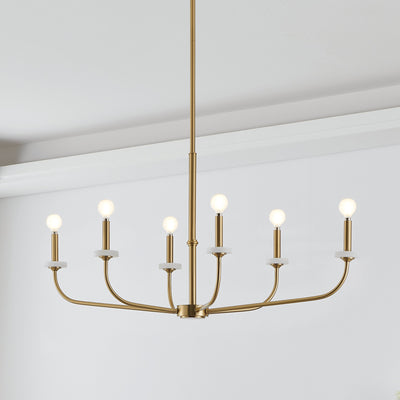Leah 42-inch 6-light Brushed Gold and White Onyx Chandelier