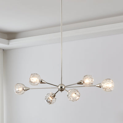 Helena 42-inch 6-light Polished Nickel Chandelier with Clear Acrylic Shades