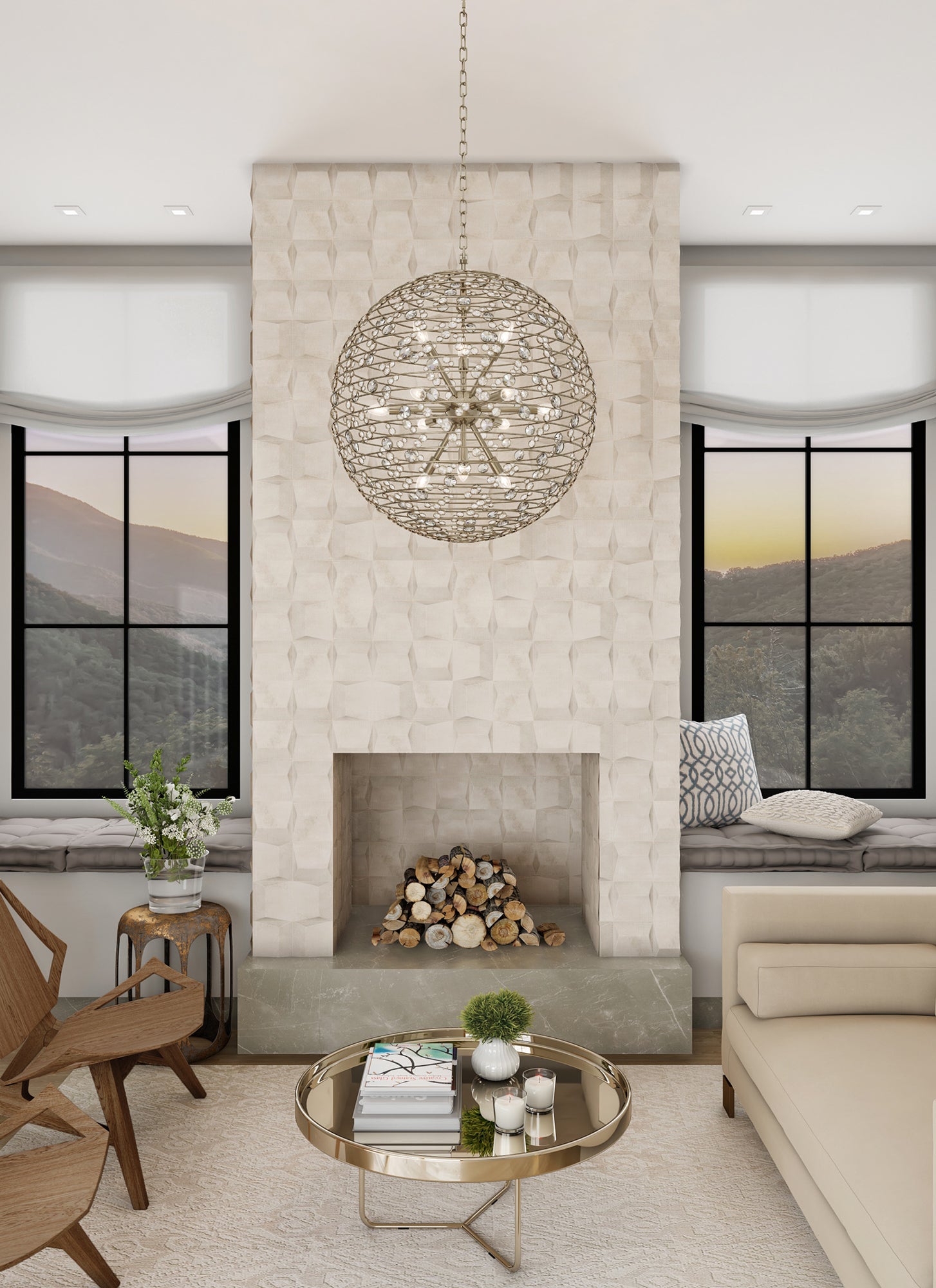 40'' Gemini 16 Light Champagne Gold Chandelier