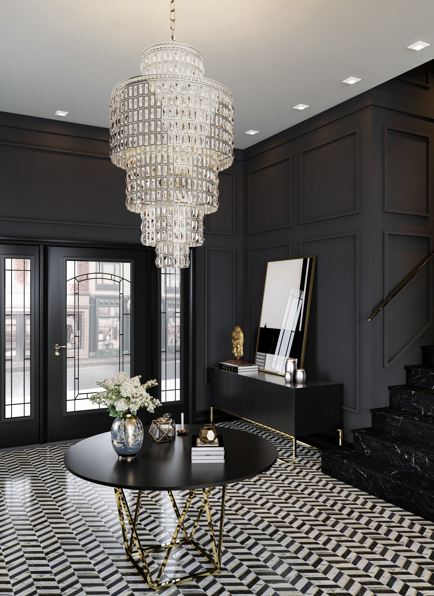 58'' Kasturi 22 Light Silver Chandelier