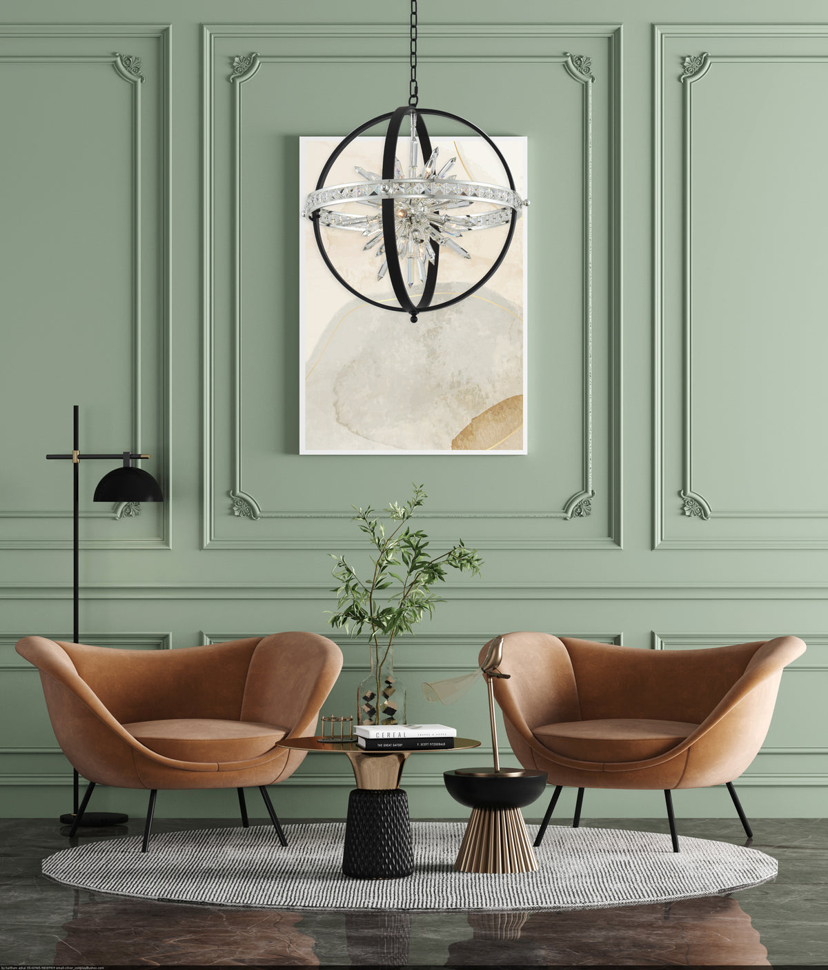 26'' Angelo 10 Light Matte Black w/ Polished Silver Chandelier