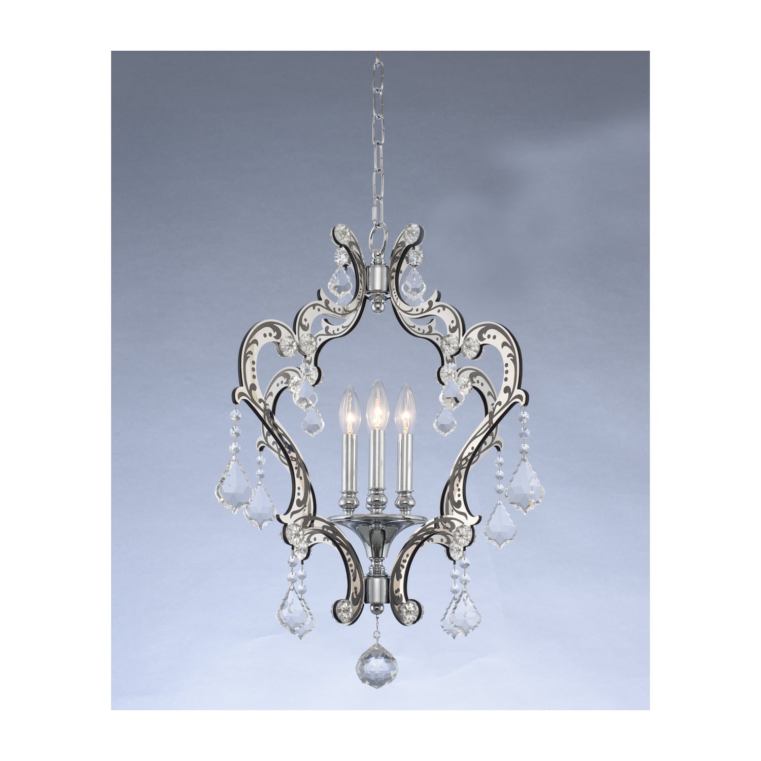 27'' Argento 4 Light Polished Stainless Steel and Matte Black Pendant