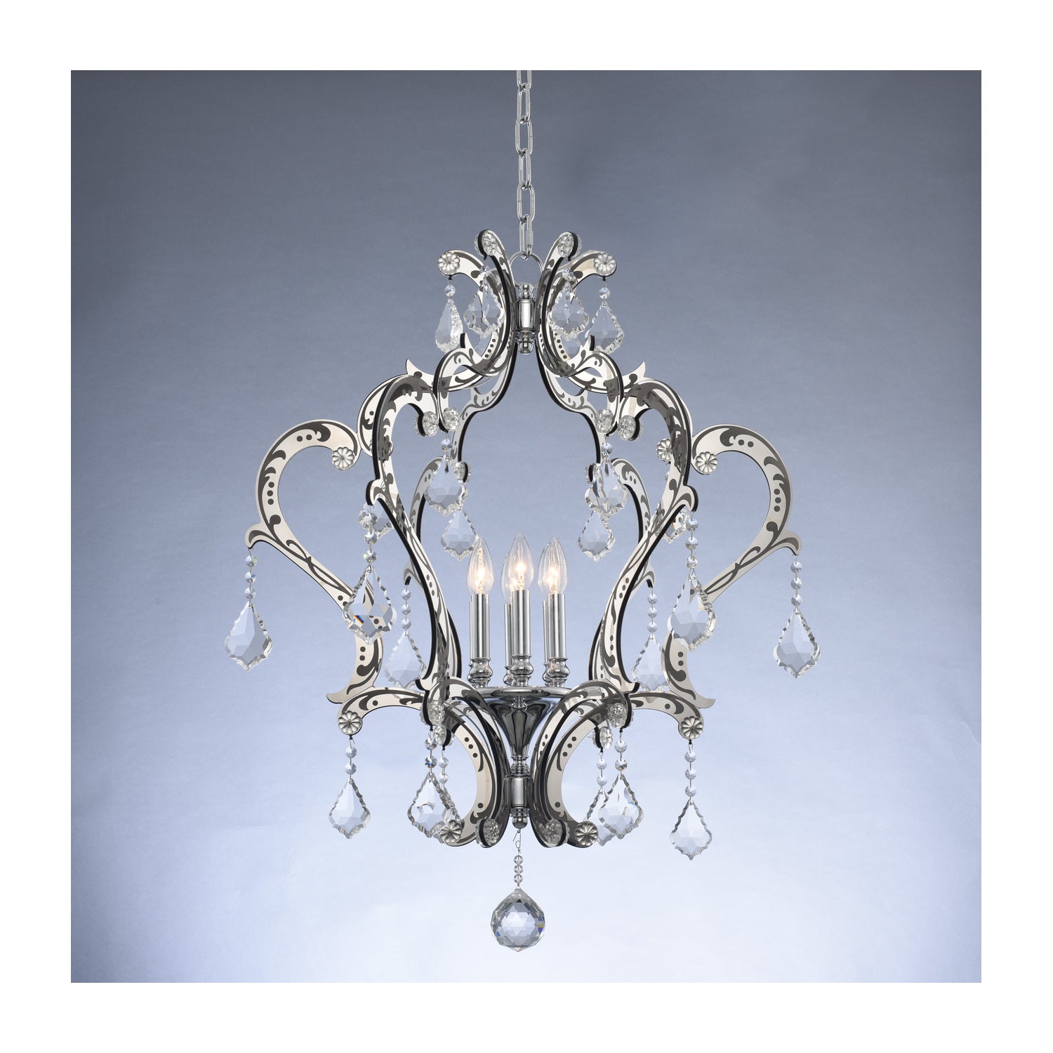 35'' Argento 6 Light Polished Stainless Steel and Matte Black Pendant