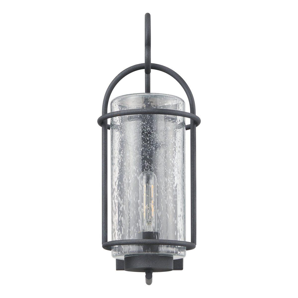 Taplow 18-inch 1-light Weathered Zinc Exterior Wall Sconce with Clear Seeded Glass Shade
