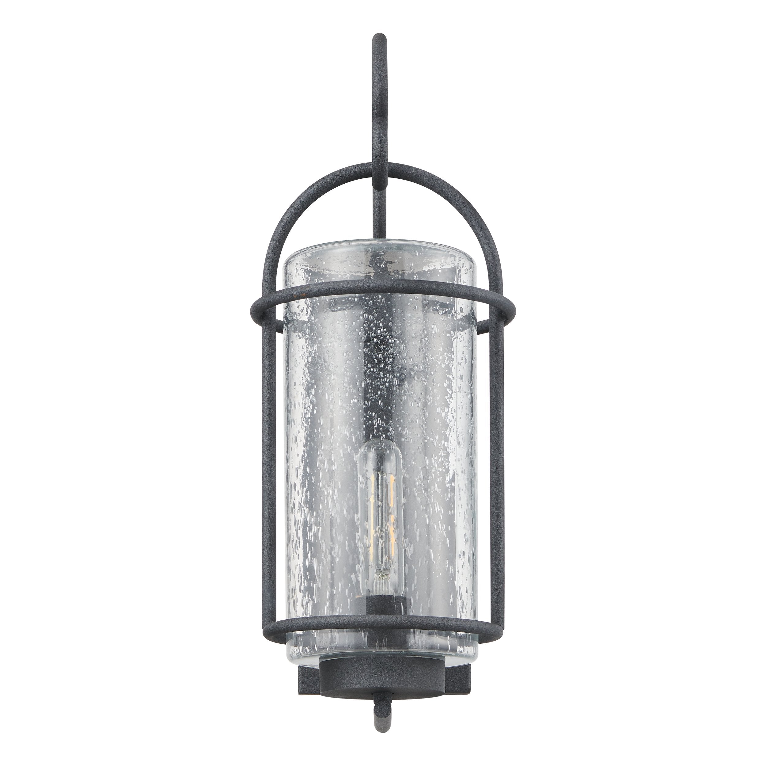 Taplow 18-inch 1-light Weathered Zinc Exterior Wall Sconce with Clear Seeded Glass Shade
