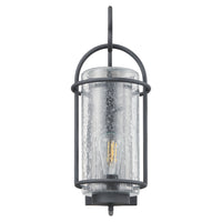 Taplow 18-inch 1-light Weathered Zinc Exterior Wall Sconce with Clear Seeded Glass Shade