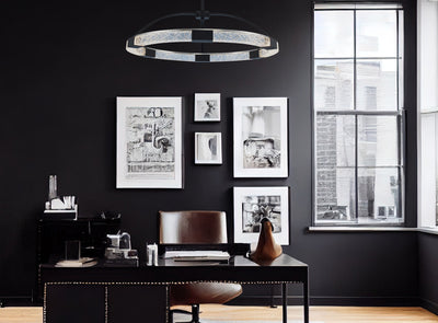 9.5'' Athena 1 Light Matte Black w/ Polished Nickel Chandelier