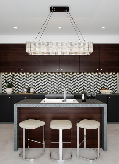 8'' Rettangolo 14 Light Chrome Linear Pendant