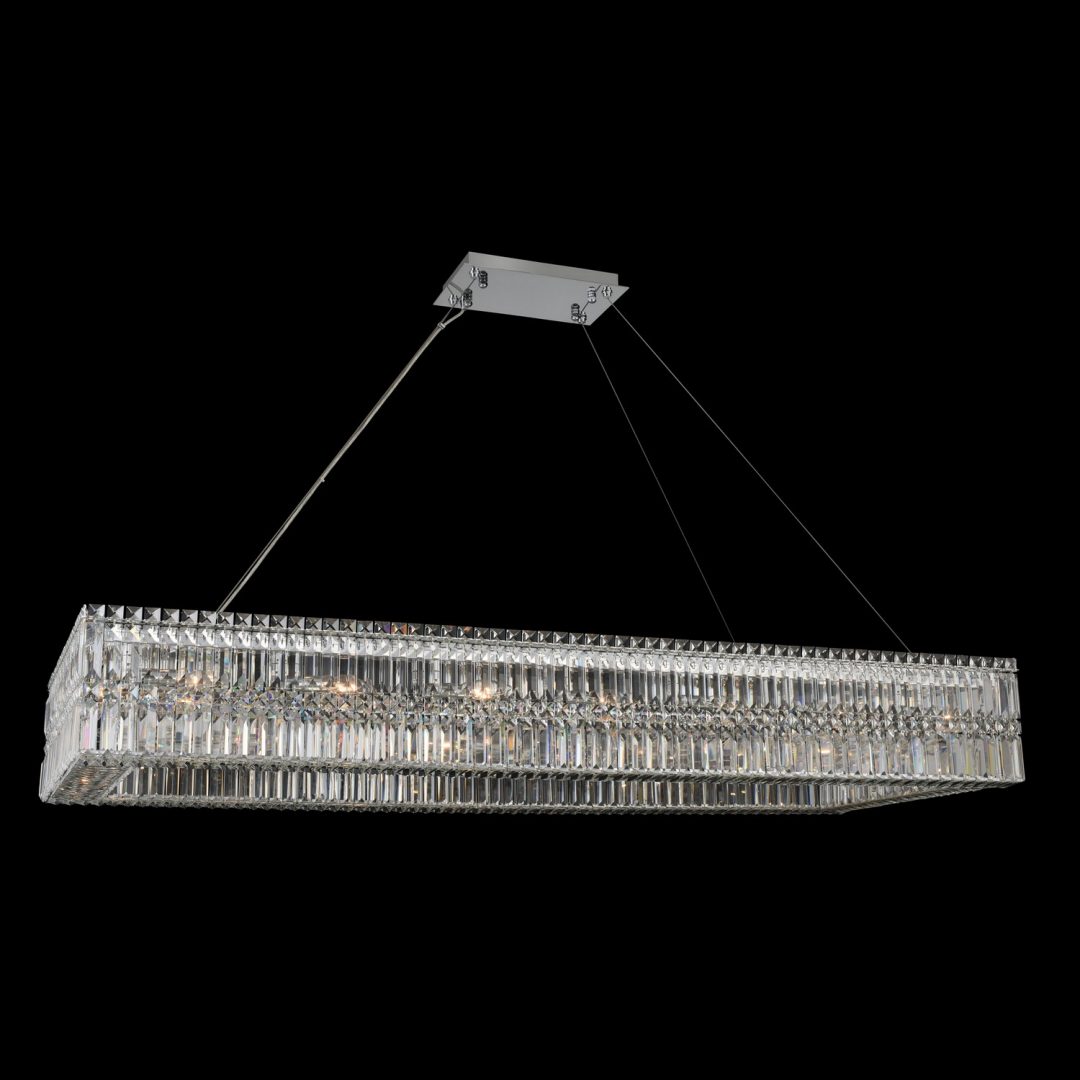 20'' Rettangolo 18 Light Chrome Linear Pendant