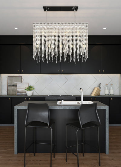 42'' Gocce 9 Light Chrome Linear Pendant