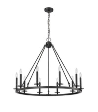 36-inch Florence Matte Black 10-Light Chandelier