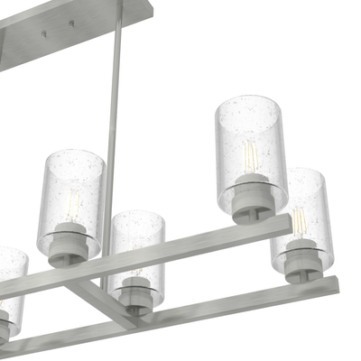 Hartland 40-inch 8-light Brushed Nickel Linear Chandelier with Seeded Glass