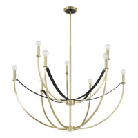Sussex 40-inch 9-light Champagne Gold and Black Faux Leather Chandelier