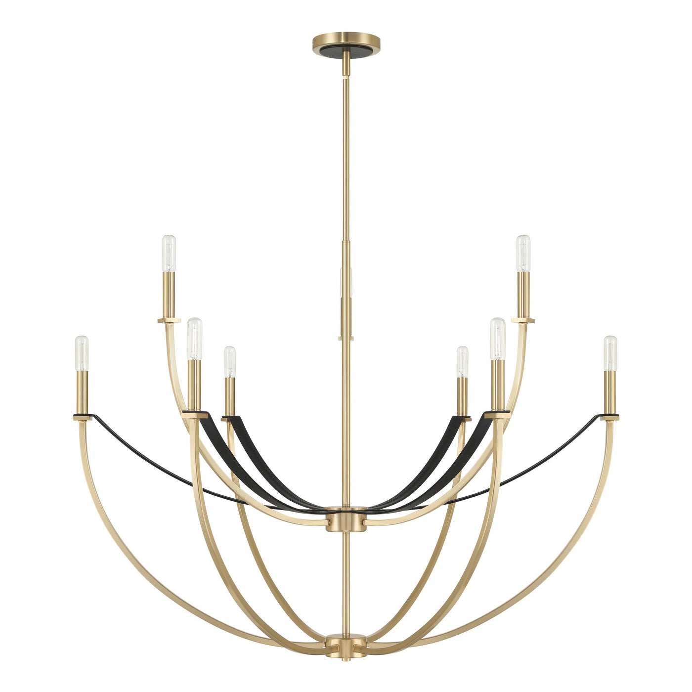 Sussex 40-inch 9-light Champagne Gold and Black Faux Leather Chandelier