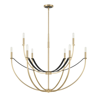 Sussex 40-inch 9-light Champagne Gold and Black Faux Leather Chandelier